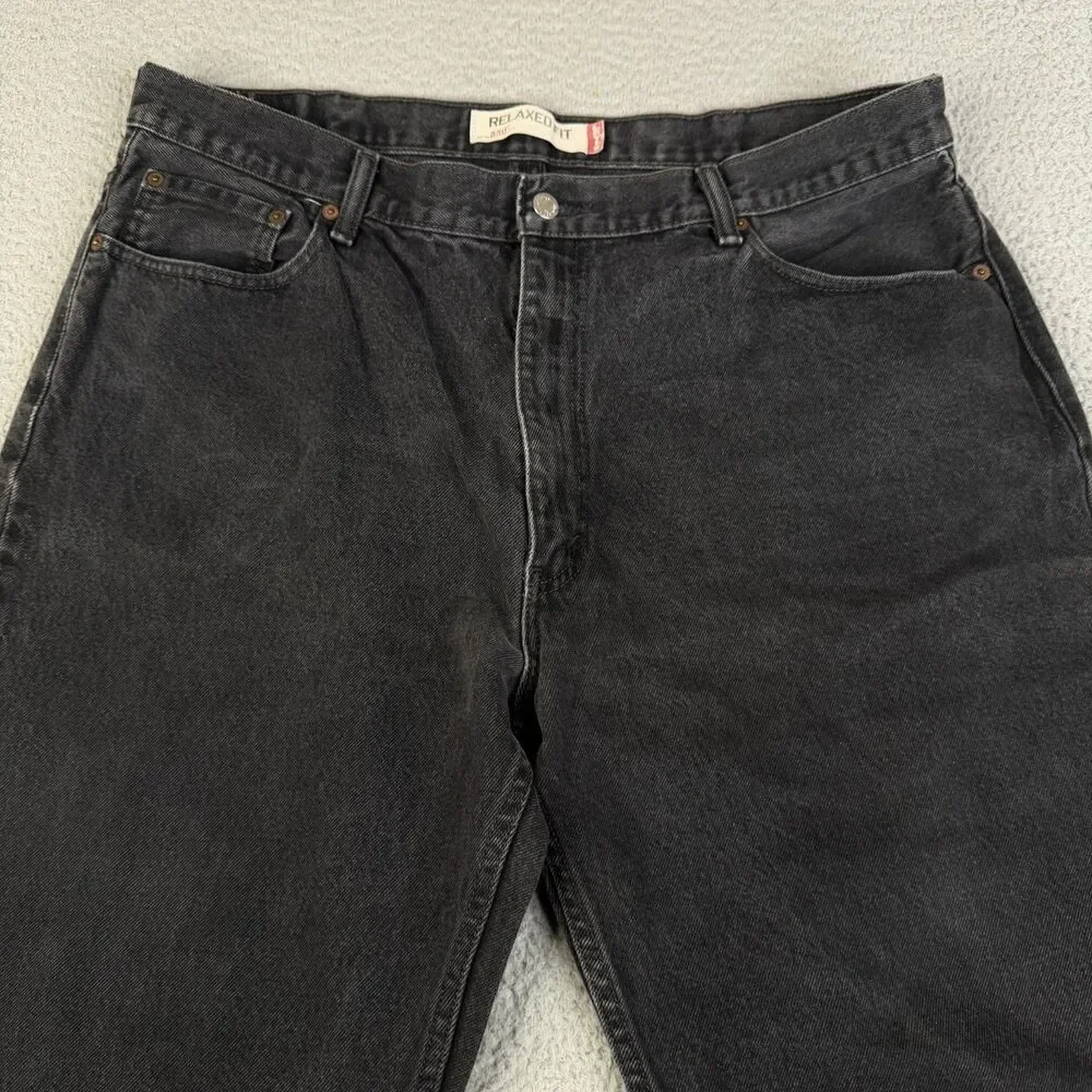LEVI'S 550 Relaxed Jeans Mens 42x32 Black Light Wash Tapered Streetwear